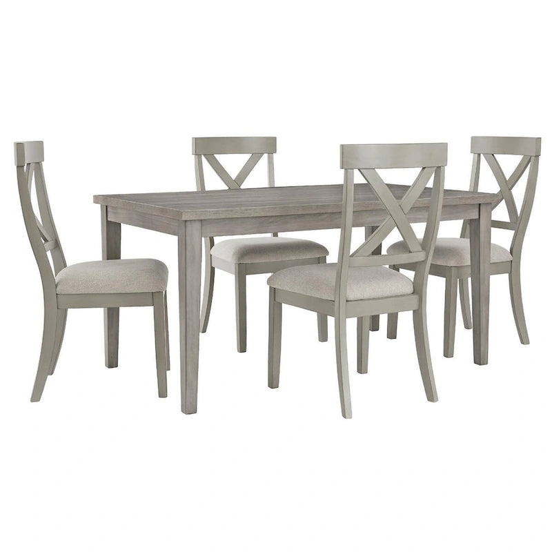 Gray Rectangular Dining Table with Reclaimed Wood Look