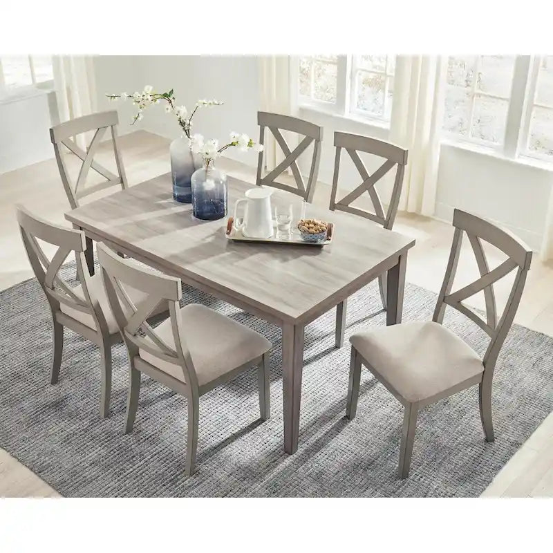 Gray Rectangular Dining Table with Reclaimed Wood Look