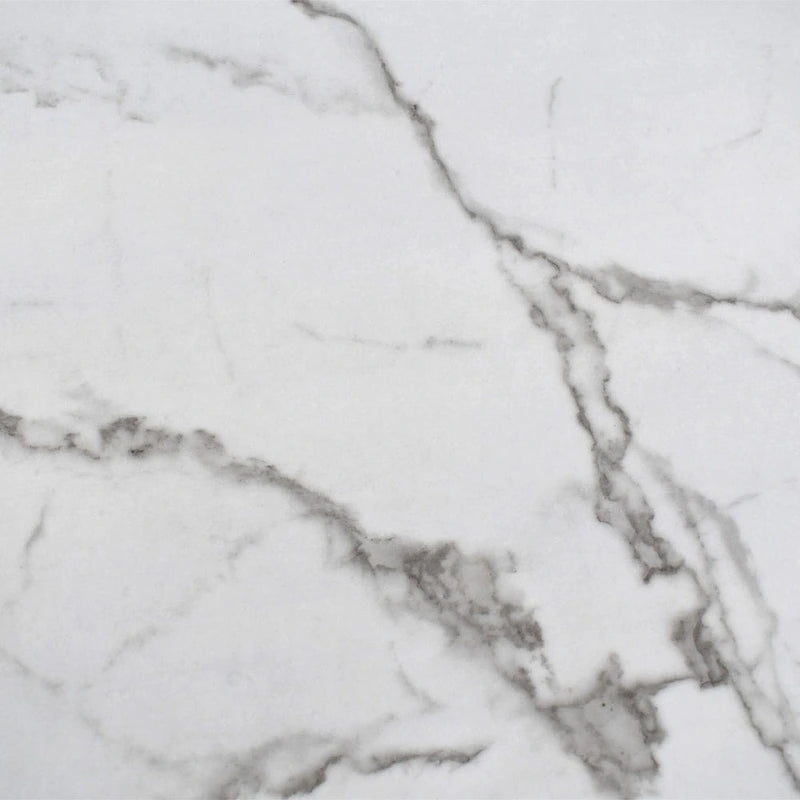 Oval White Faux Marble Topped Pedestal Dining Table