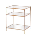 27 Gold Glass And Iron Square Mirrored End Table With Shelf - 22x18x26.75