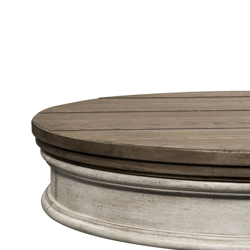 Antique White Round Pedestal Chair Side Table