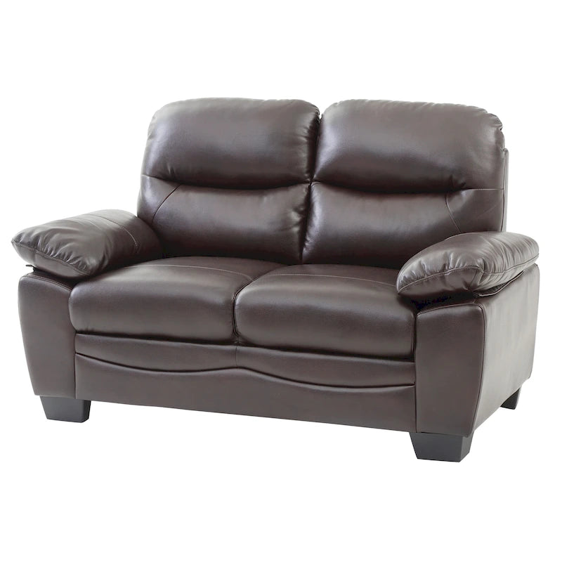 Faux Leather Loveseat with Pocket Coil Seating
