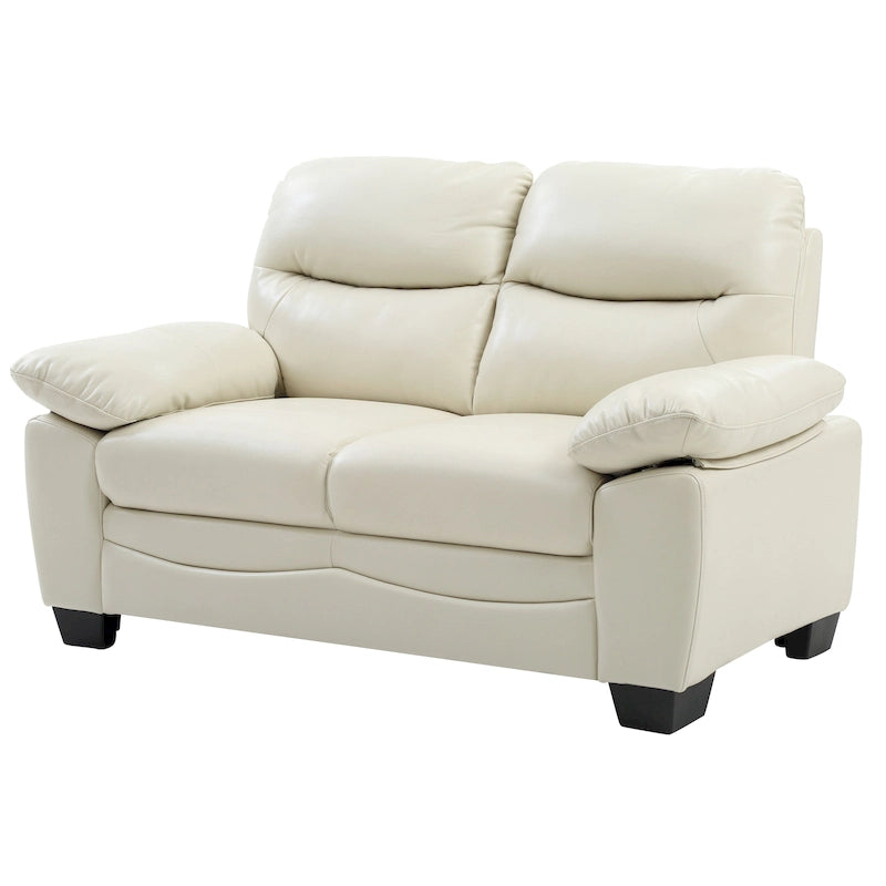 Faux Leather Loveseat with Pocket Coil Seating