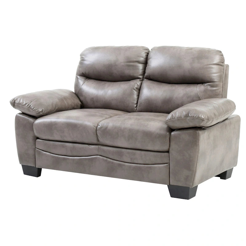 Faux Leather Loveseat with Pocket Coil Seating