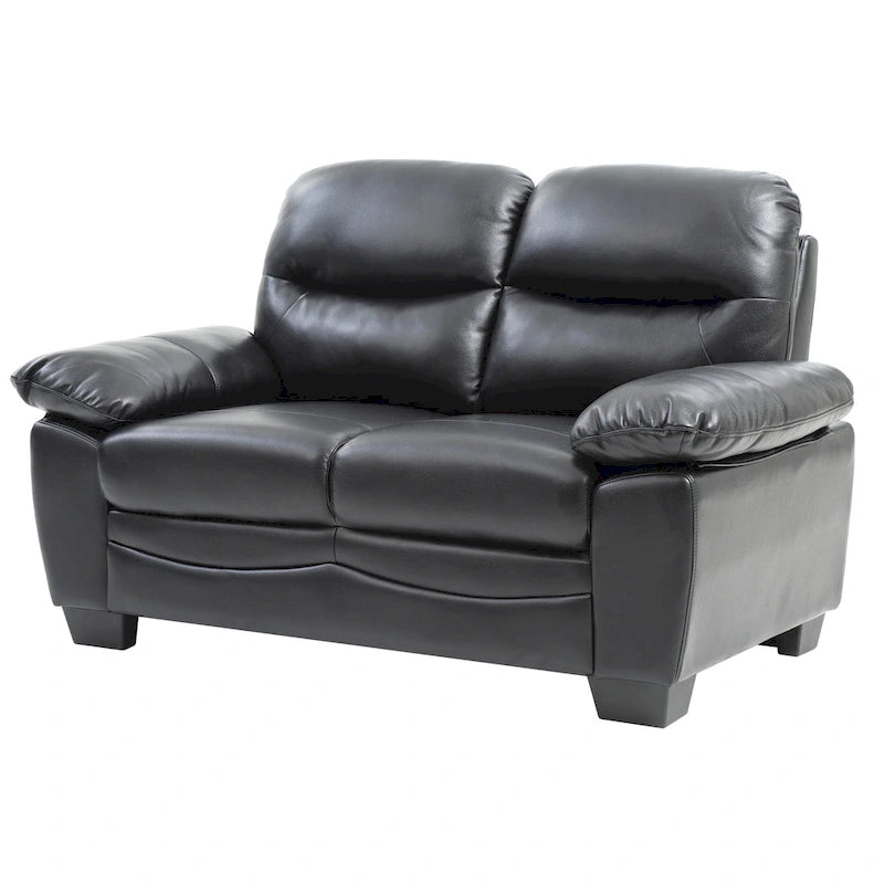 Faux Leather Loveseat with Pocket Coil Seating