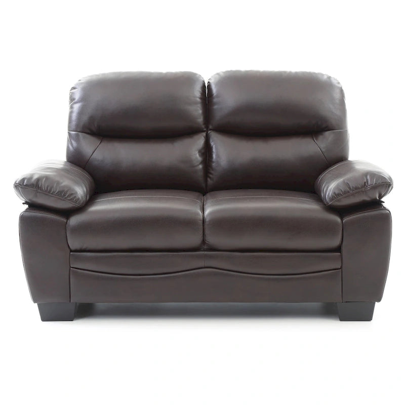 Faux Leather Loveseat with Pocket Coil Seating