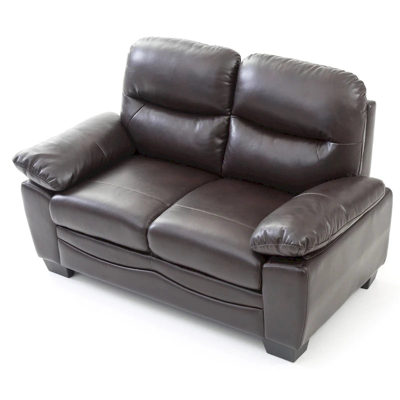 Faux Leather Loveseat with Pocket Coil Seating