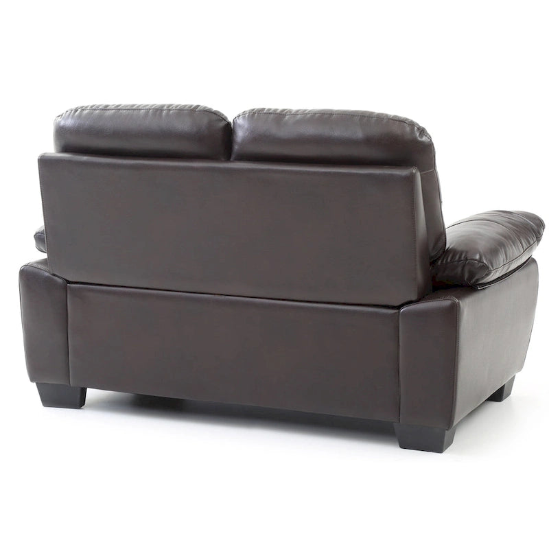 Faux Leather Loveseat with Pocket Coil Seating
