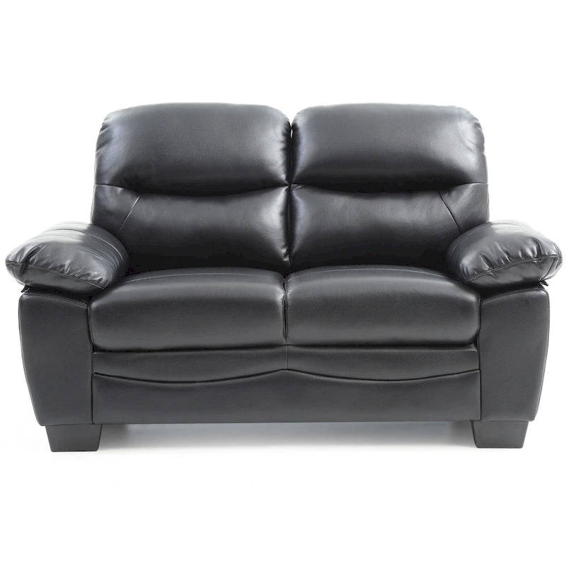 Faux Leather Loveseat with Pocket Coil Seating