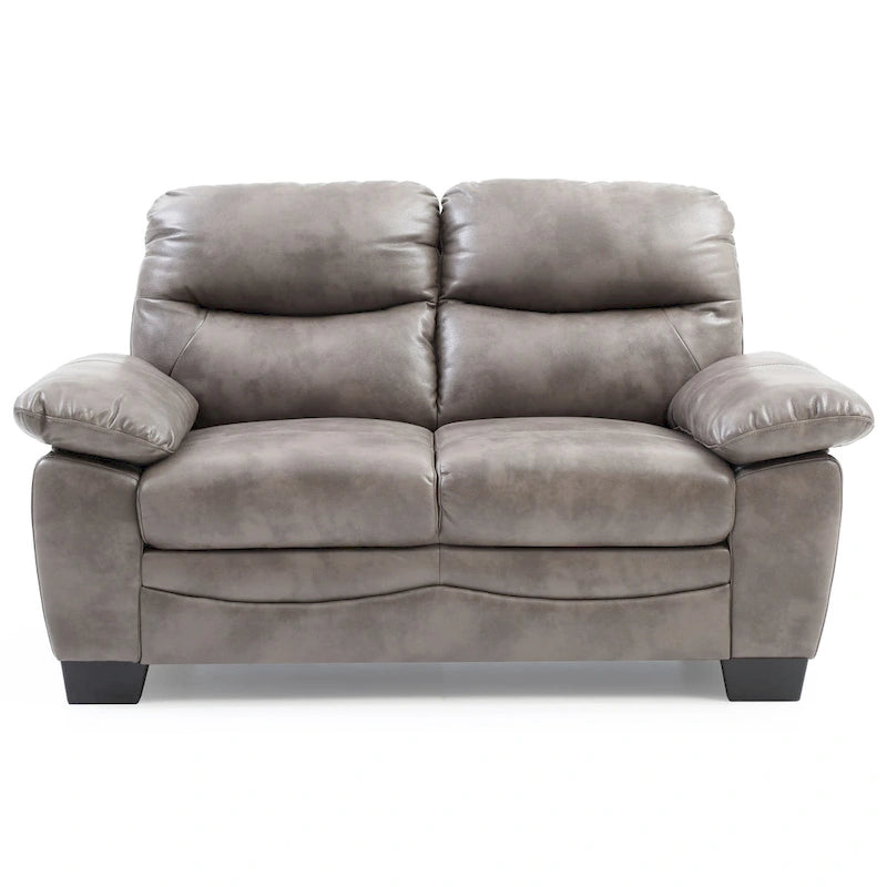 Faux Leather Loveseat with Pocket Coil Seating