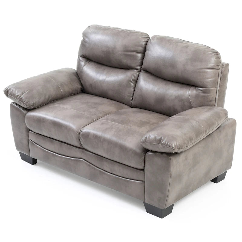 Faux Leather Loveseat with Pocket Coil Seating