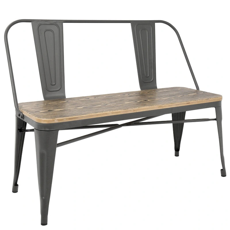 Industrial Metal and Wood Dining/Entryway Bench