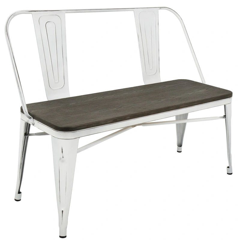 Industrial Metal and Wood Dining/Entryway Bench