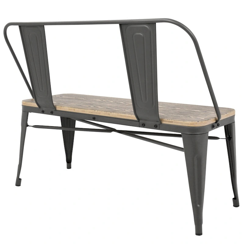 Industrial Metal and Wood Dining/Entryway Bench
