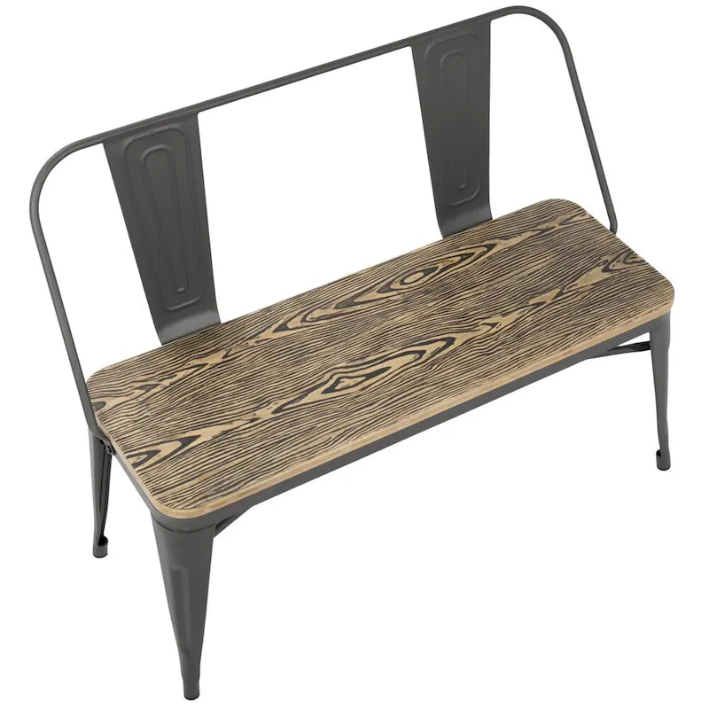 Industrial Metal and Wood Dining/Entryway Bench