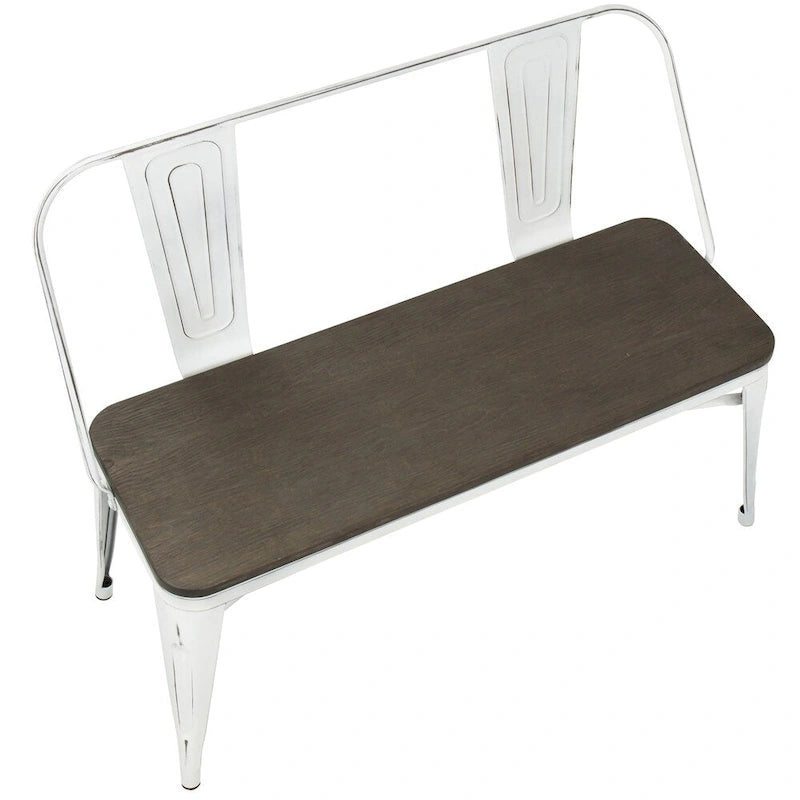 Industrial Metal and Wood Dining/Entryway Bench