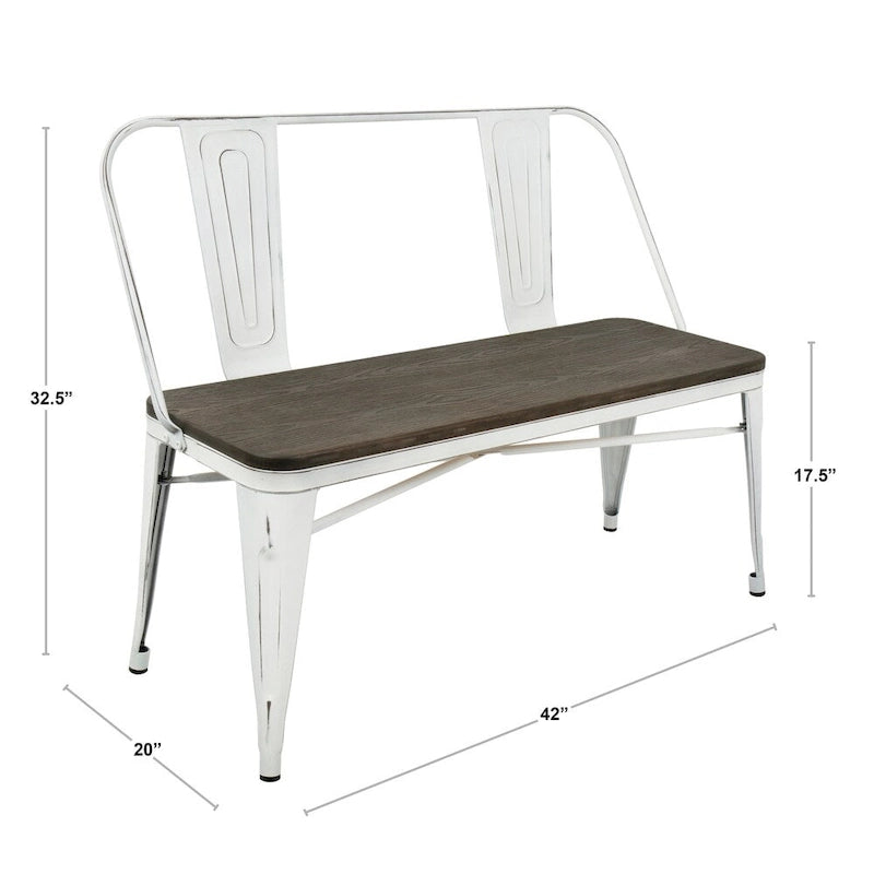 Industrial Metal and Wood Dining/Entryway Bench