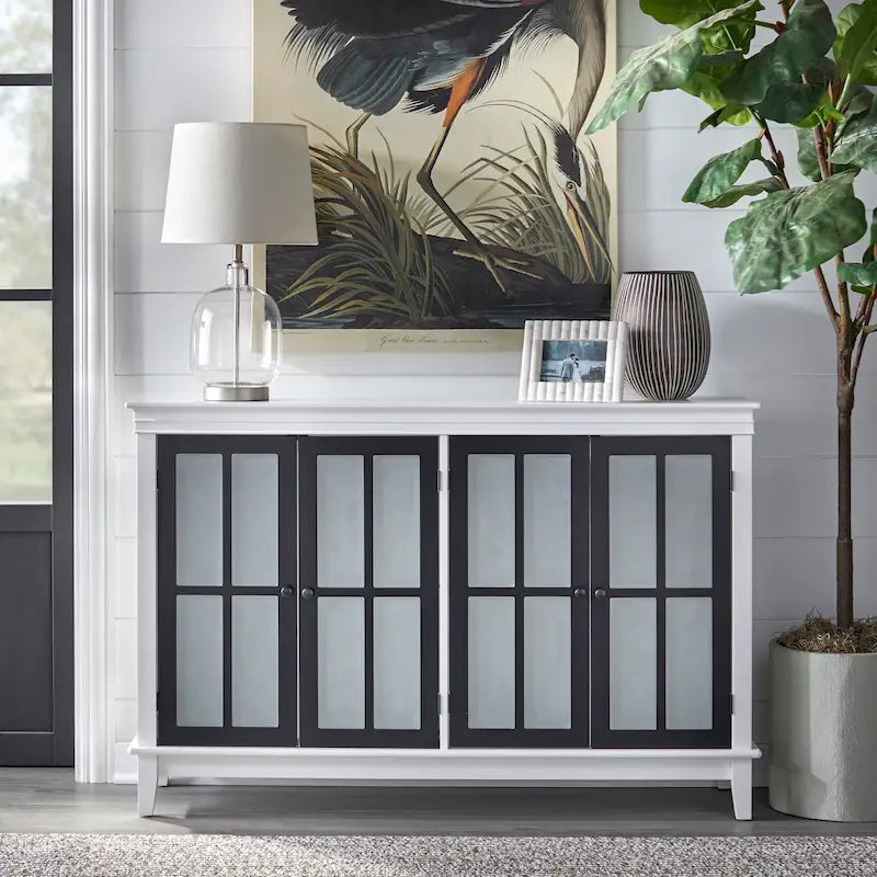 Frosted Glass Farmhouse Buffet/Sideboard