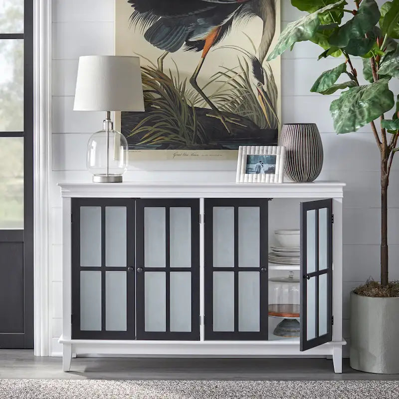Frosted Glass Farmhouse Buffet/Sideboard