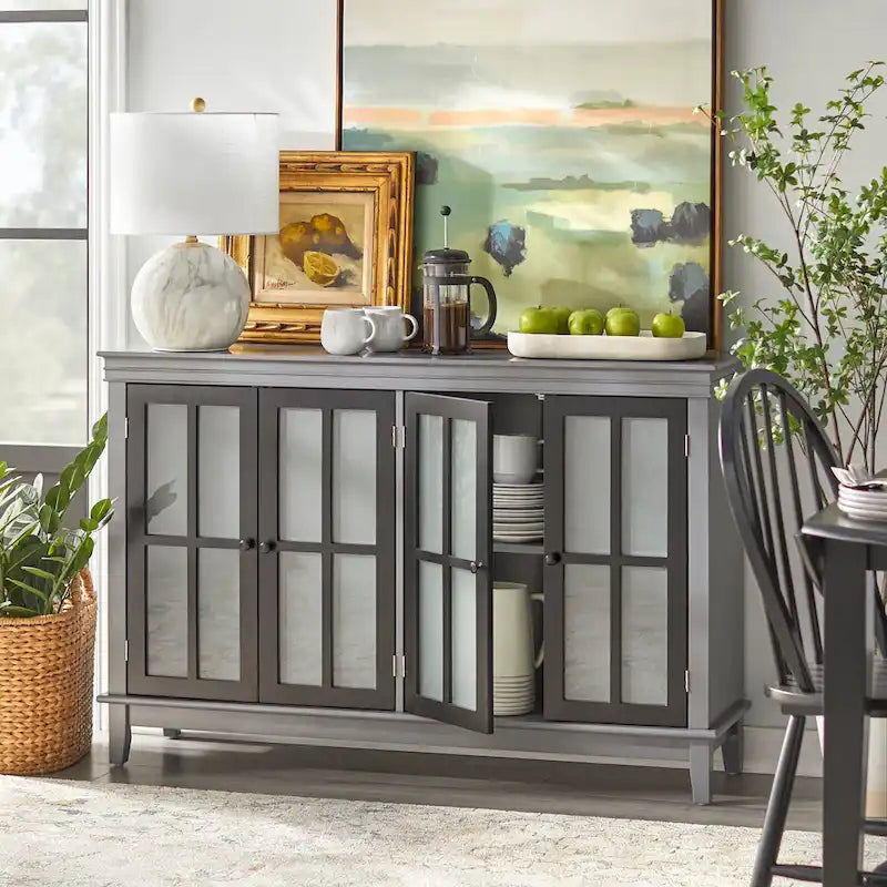 Frosted Glass Farmhouse Buffet/Sideboard