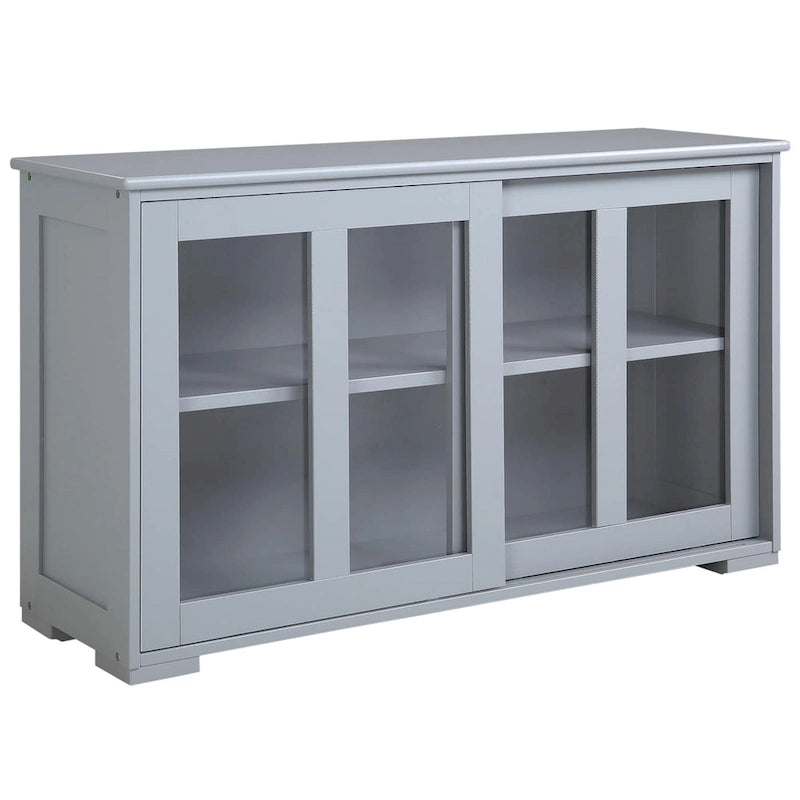Modern Kitchen Sideboard with Sliding Glass Door and Adjustable Shelf