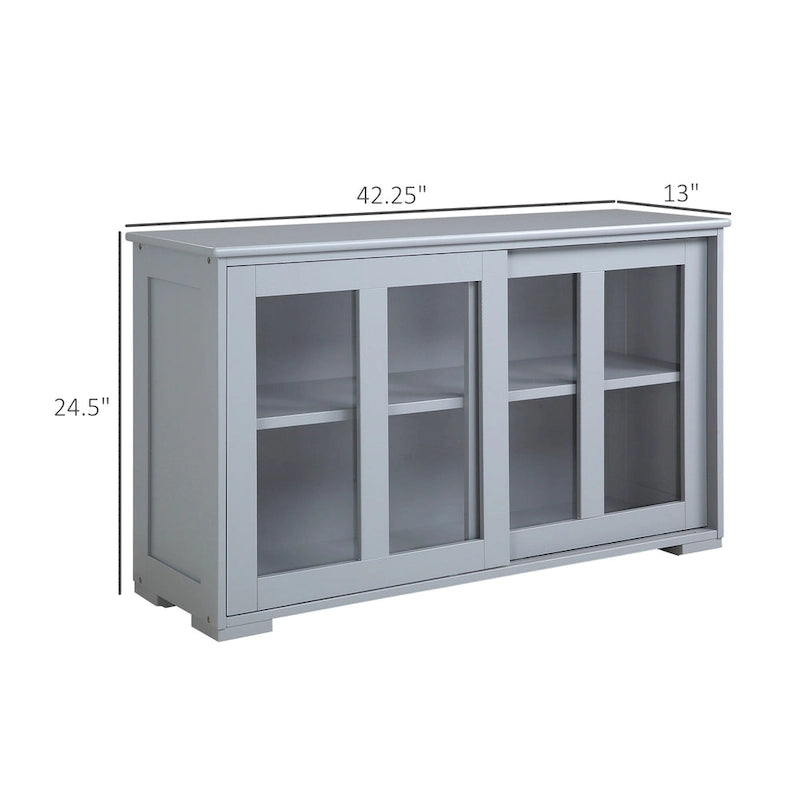 Modern Kitchen Sideboard with Sliding Glass Door and Adjustable Shelf