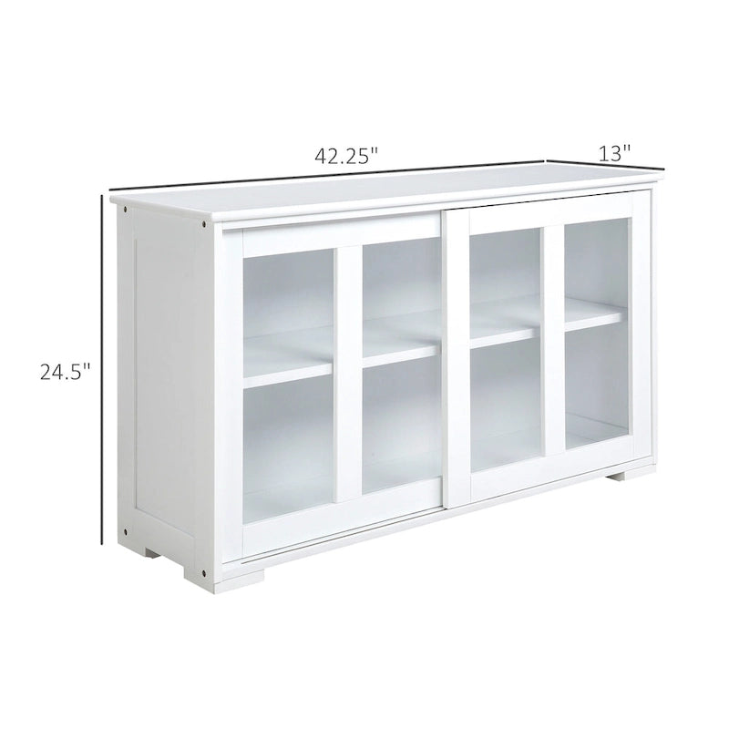 Modern Kitchen Sideboard with Sliding Glass Door and Adjustable Shelf