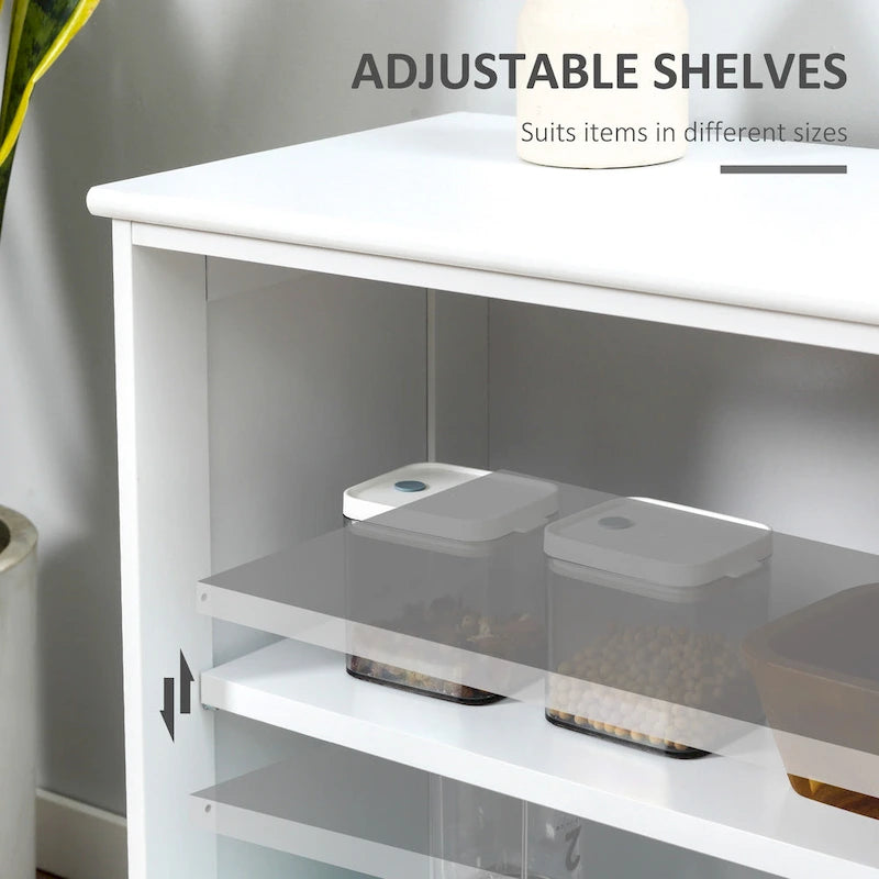 Modern Kitchen Sideboard with Sliding Glass Door and Adjustable Shelf