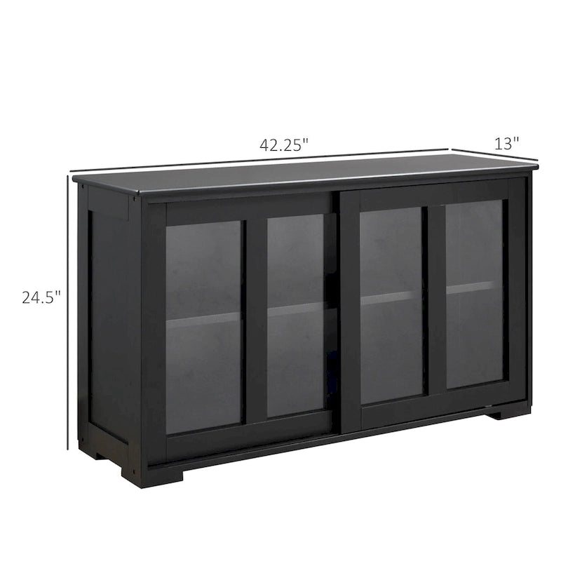 Modern Kitchen Sideboard with Sliding Glass Door and Adjustable Shelf