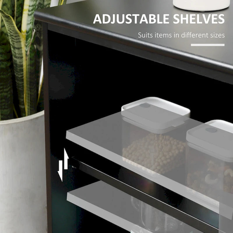 Modern Kitchen Sideboard with Sliding Glass Door and Adjustable Shelf