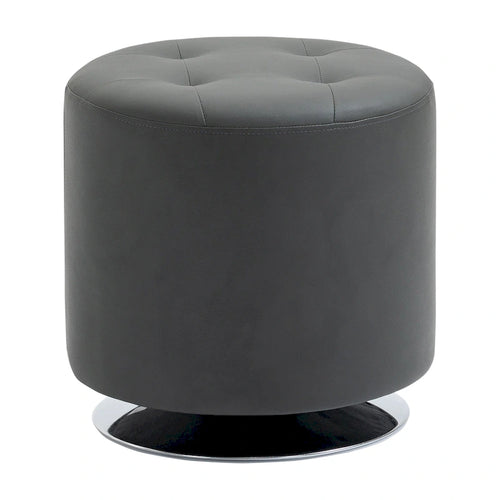Tabouret repose-pieds rond en PU pivotant à 360° avec rembourrage éponge épais et base en acier massif