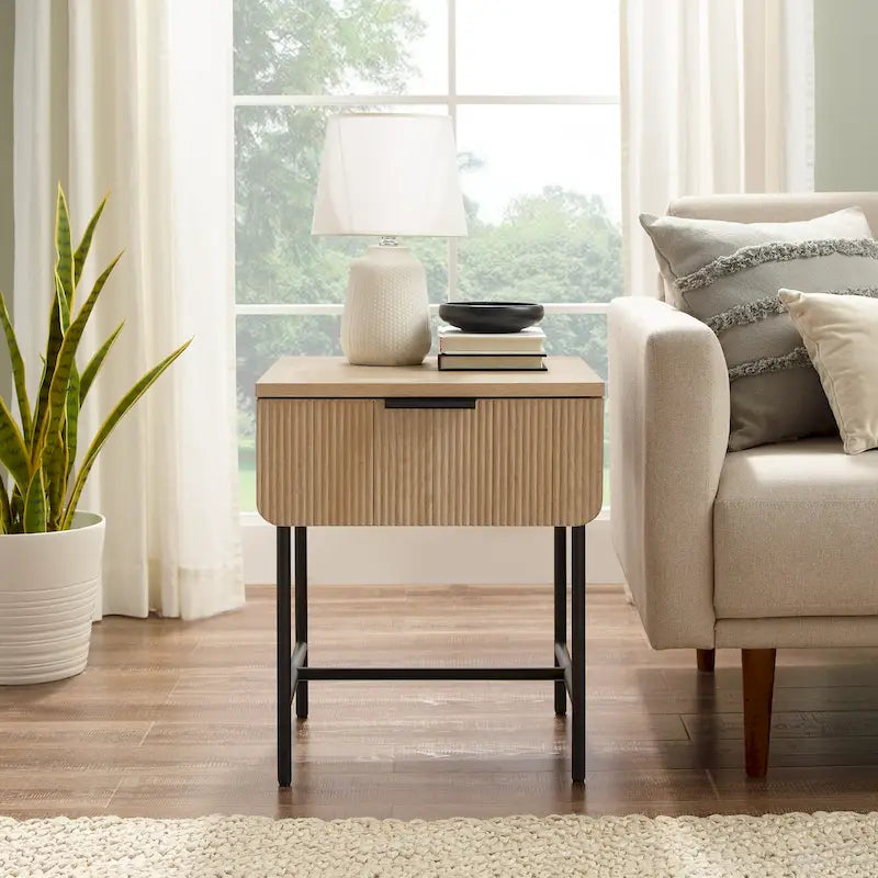 Minimal Fluted-Door Side Table