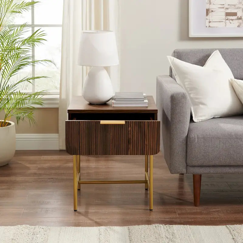 Minimal Fluted-Door Side Table