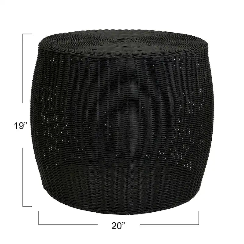 Handwoven Resin Barrel Side Table Storage Container