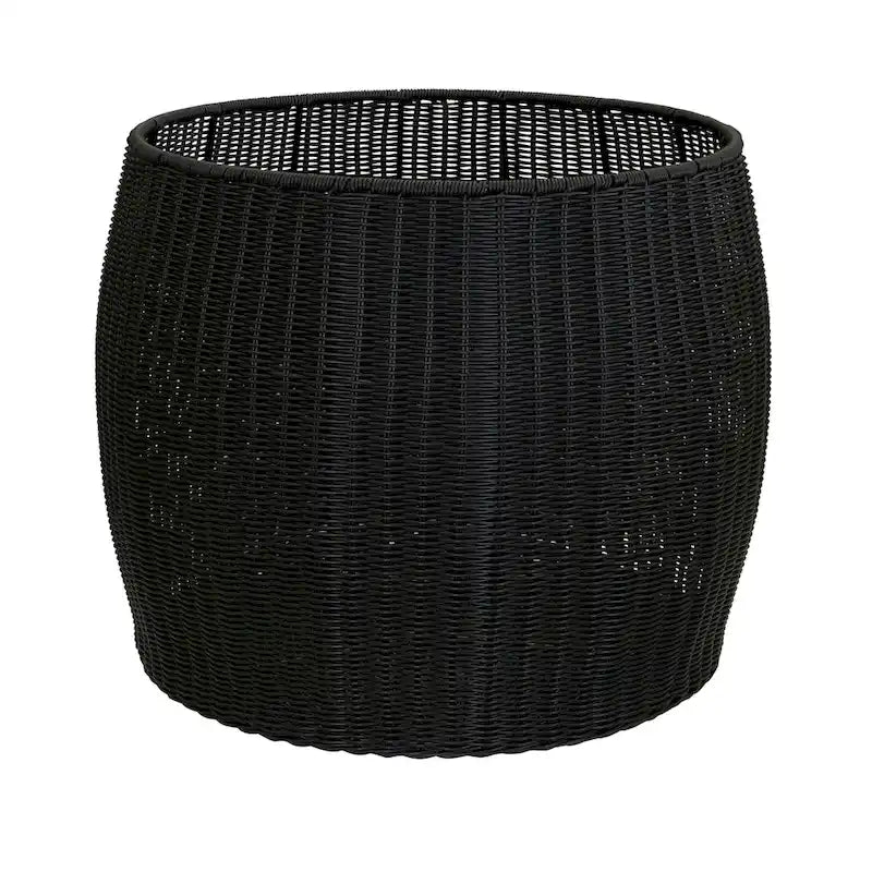 Handwoven Resin Barrel Side Table Storage Container