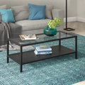 Rectangular Coffee Table with Perforated Metal Shelf