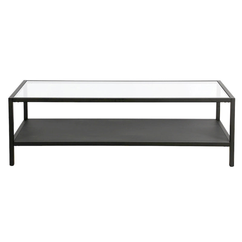 Rectangular Coffee Table with Perforated Metal Shelf