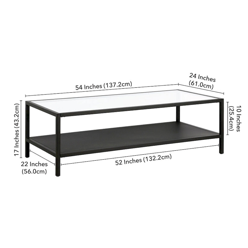 Rectangular Coffee Table with Perforated Metal Shelf