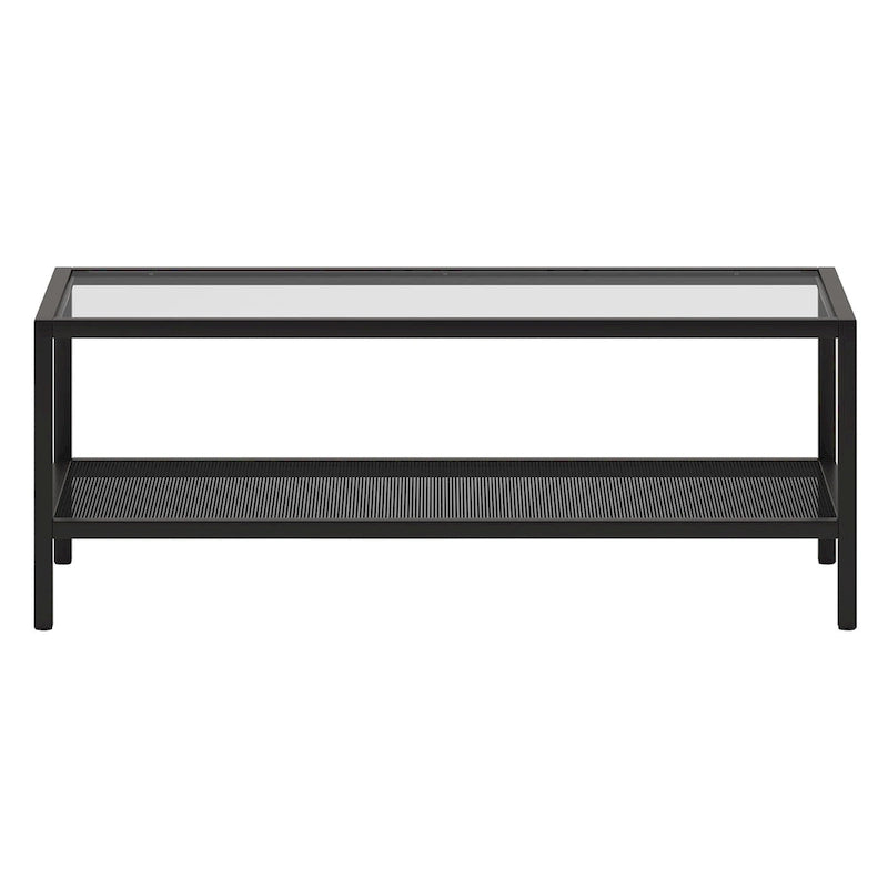 Rectangular Coffee Table with Perforated Metal Shelf