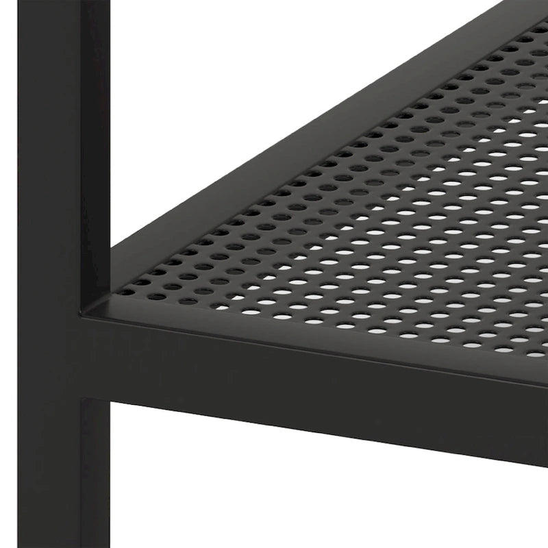 Rectangular Coffee Table with Perforated Metal Shelf