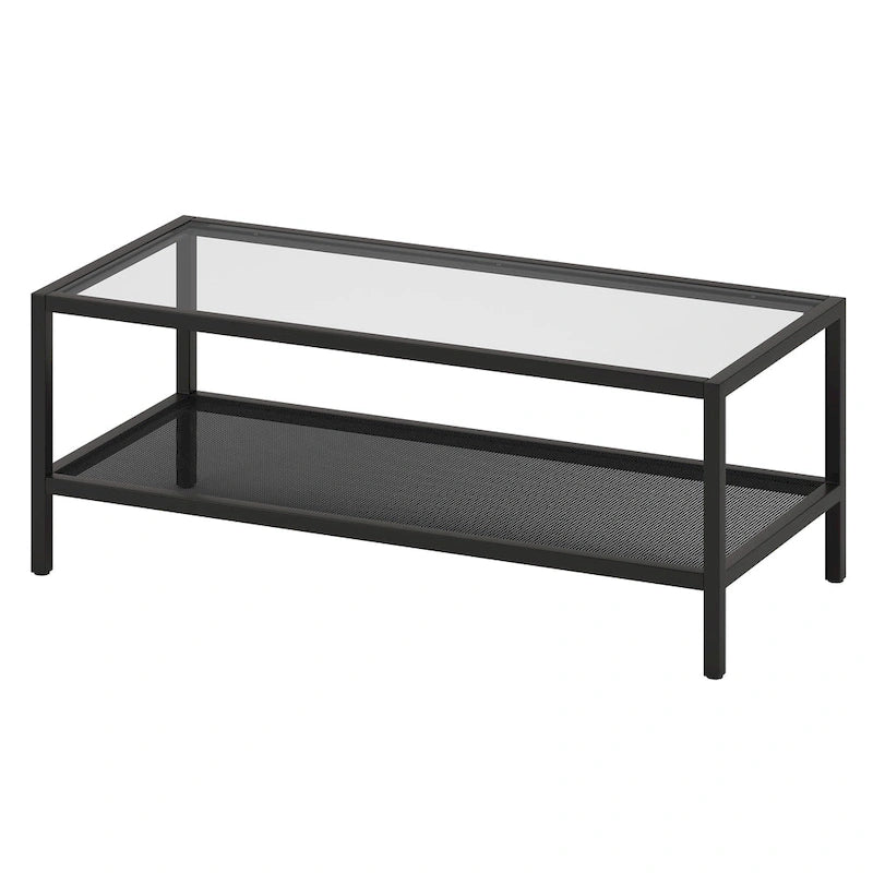 Rectangular Coffee Table with Perforated Metal Shelf
