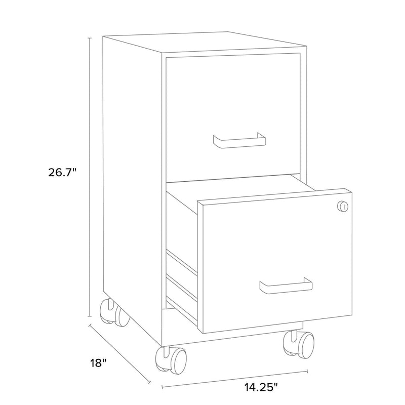 Pearl White 2-Drawer Mobile File Cabinet