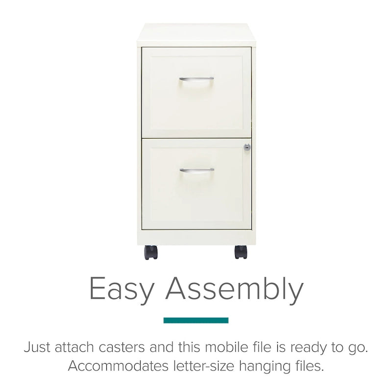 Pearl White 2-Drawer Mobile File Cabinet