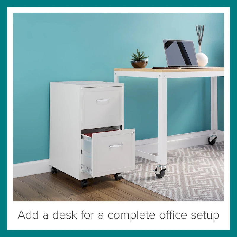 Pearl White 2-Drawer Mobile File Cabinet