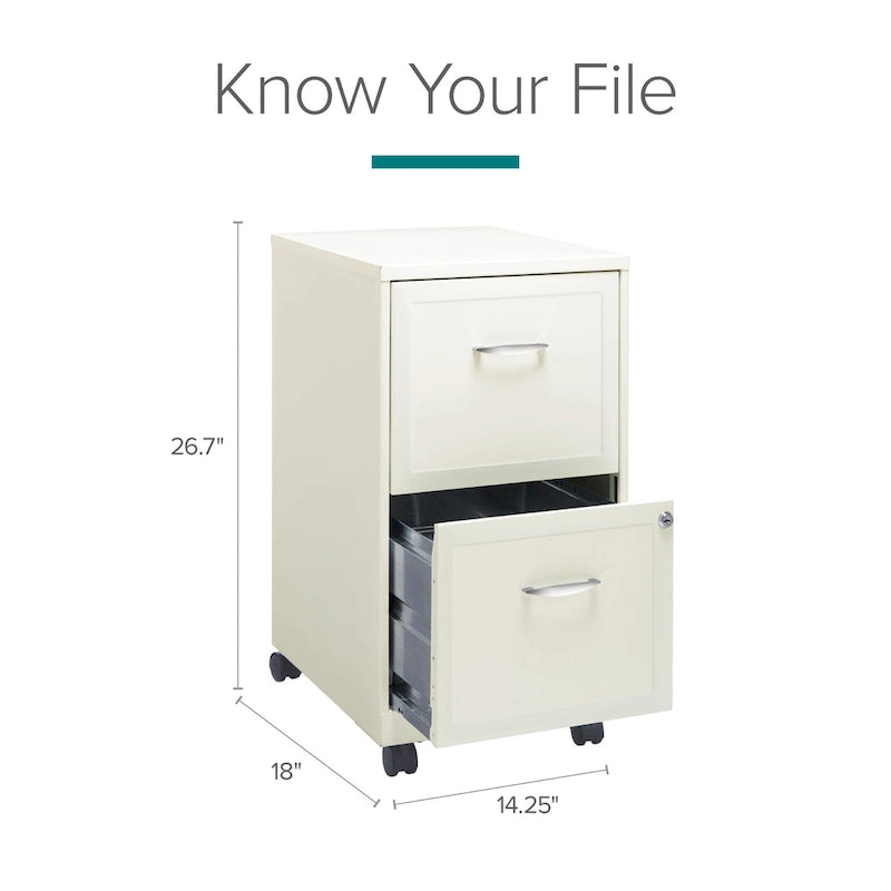 Pearl White 2-Drawer Mobile File Cabinet