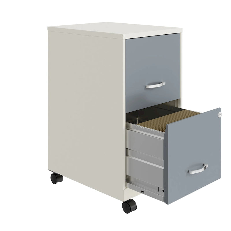 Pearl White 2-Drawer Mobile File Cabinet