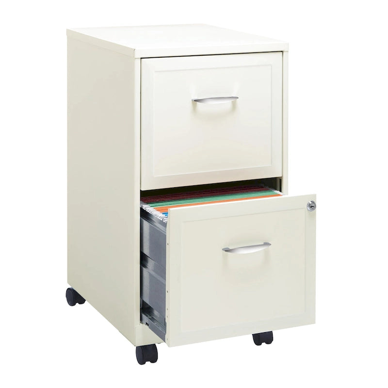 Pearl White 2-Drawer Mobile File Cabinet