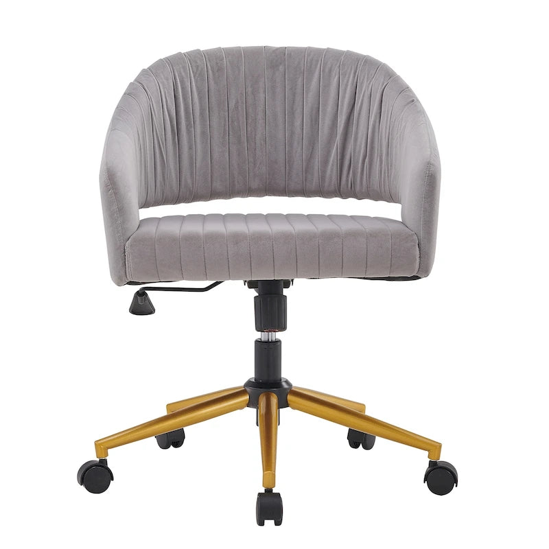 Chaise de bureau moderne dorée en velours pivotante et réglable en hauteur