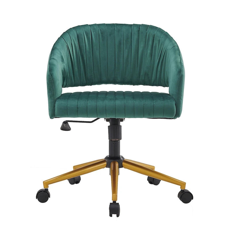 Chaise de bureau moderne dorée en velours pivotante et réglable en hauteur