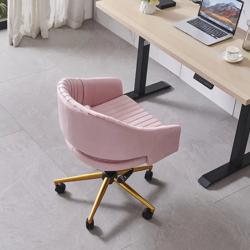Modern Gold Office Chair Velvet Task Chair Swivel Height Adjustable Computer Chair
